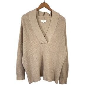 Aerie Womens Hoodie Waffle Sweater XS Tan Oversized Basic Layers Lounge Gorpcore